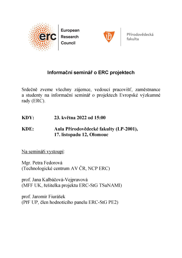 Informační seminář k ERC projektům